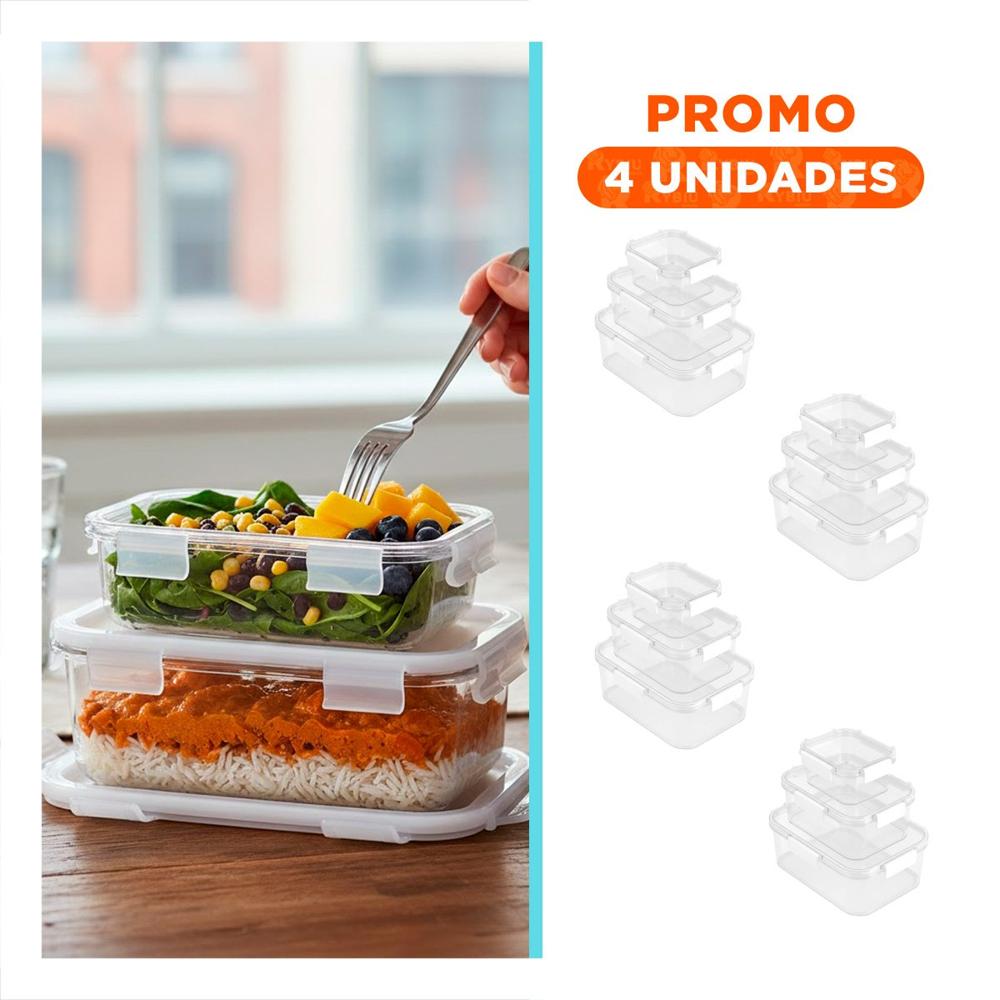 Pack4 Conjunto Apilable de Recipientes para Orden en Refrigeradora Transparente