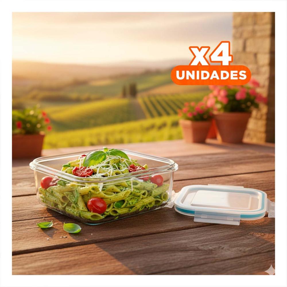 Pack4 Frasco transparente 1040ml con tapa de vidrio linea celeste YPapel Regalo