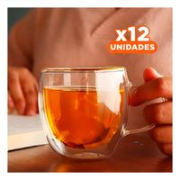 Pack12 Vaso de 250ml Perfil de Dimensiones 9x5x5cm Color Transparente Vidrio Y Regalo Sticker