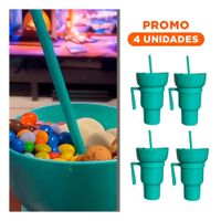 Pack4 Contenedor 2 en 1 Verde en Material ABS para Espacios Dinamicos