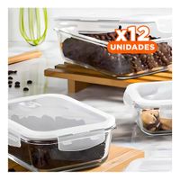 Pack12 Frasco hermetico de vidrio con tapa 1040ml transparente YRegalo Sticker