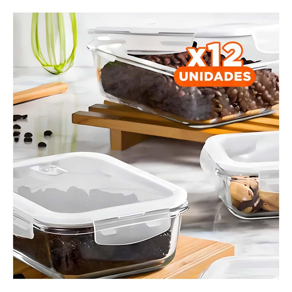 Pack12 Frasco hermetico de vidrio con tapa 1040ml transparente YRegalo Sticker