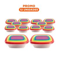 Pack12 Hermetico de Cocina Rectangular 5 Piezas Multicolor con Buen Cerrado