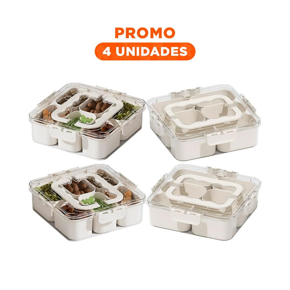 Pack4 Porta Taper Transparente con 6 Mini Bandejas Antiimpacto y Segura