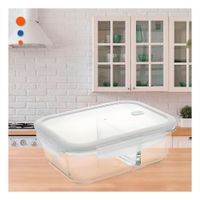 Recipiente Vidrio 2 Divisiones 1040ml Transparente Linea Blanca Cocina