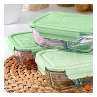 Pack de 3 envases de vidrio rectangular con tapa verde para hogar Y Papel Regalo