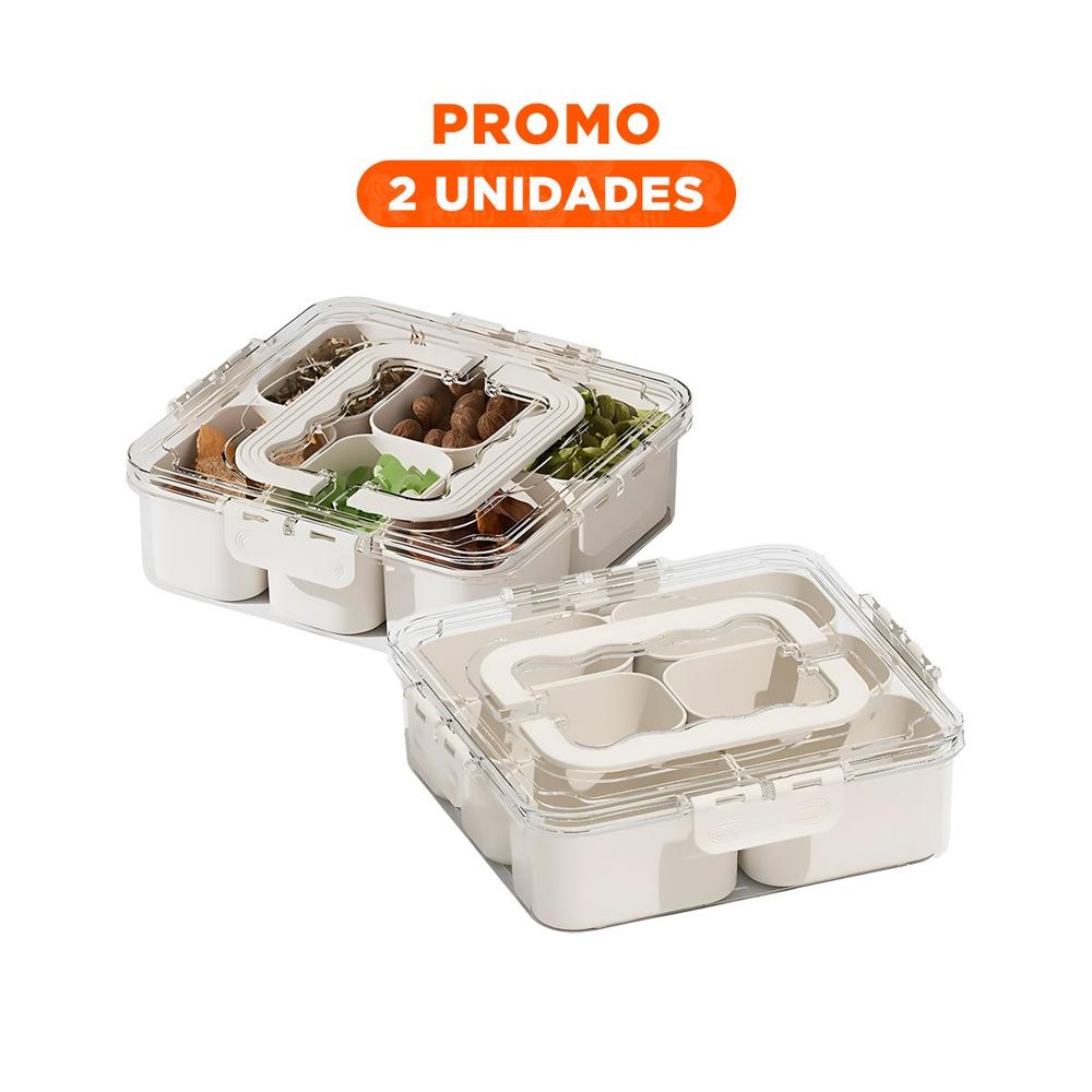 Pack2 Porta Taper Transparente con 6 Mini Bandejas Duradera y Practica YRegalo Sticker