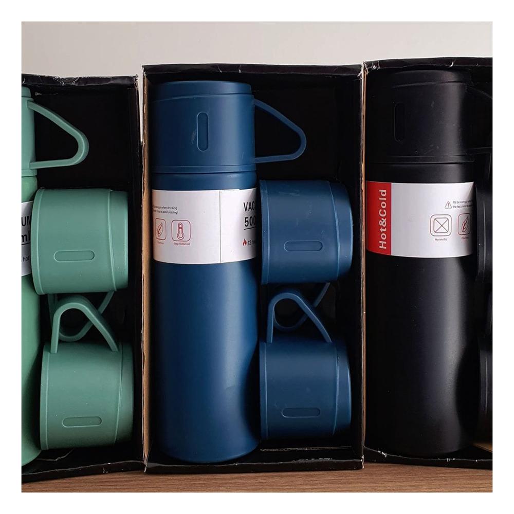 Botella termica con 2 tasas azul marino para casa y oficina YPapel Regalo