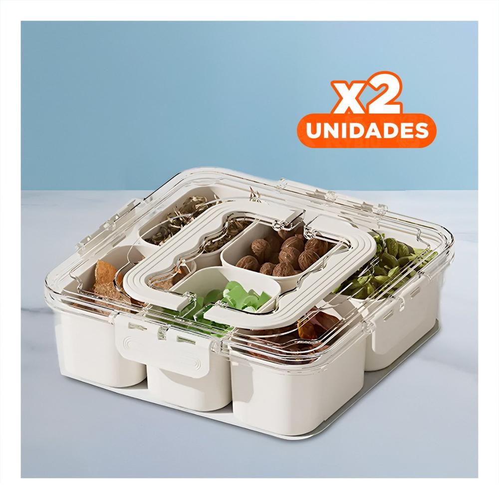 Pack2 Porta Taper Transparente con 6 Mini Bandejas Facil de Usar y Organizada YPapel Regalo