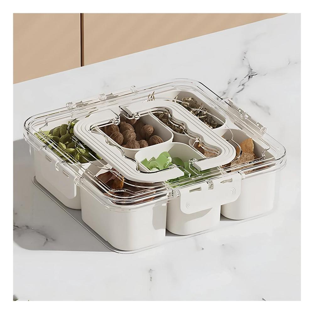 Caja Transparente con 6 Mini Bandejas Organizada y Antiimpacto para Cocina Y notas