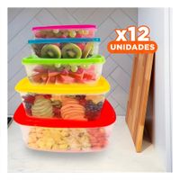 Pack12 Recipiente Rectangular 5 Piezas Multicolor de Gran Utilidad YRegalo Sticker