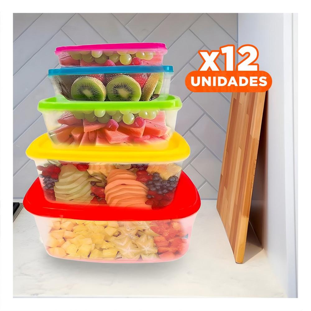 Pack12 Recipiente Rectangular 5 Piezas Multicolor de Gran Utilidad YRegalo Sticker