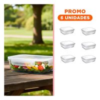 Pack6 Contenedor hermetico de vidrio con tapa 1040ml transparente YRegalo Sticker