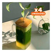 Pack4 Jarro Elegante 350 ml Transparente con Asa y Tapa Y Papel Regalo