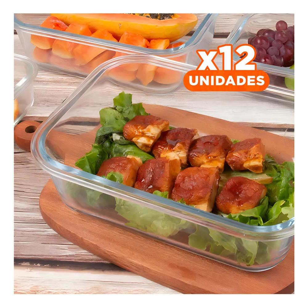 Pack12 Taper vidrio linea celeste 1040ml con tapa transparente YPapel Regalo