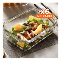 Pack6 Recipiente hermetico de vidrio con tapa 1040ml transparente