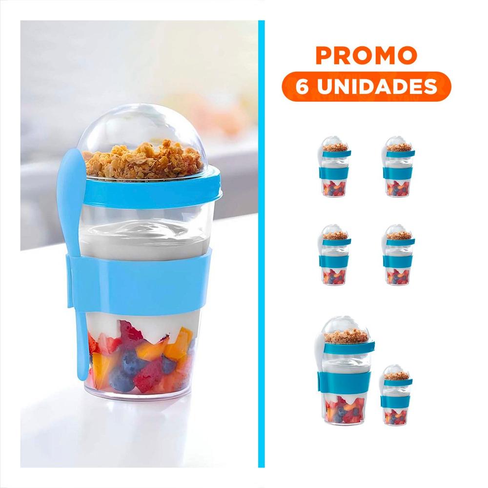 Pack6 Recipiente Celeste con 350 Ml para Desayuno Diario Funcional YRegalo Sticker