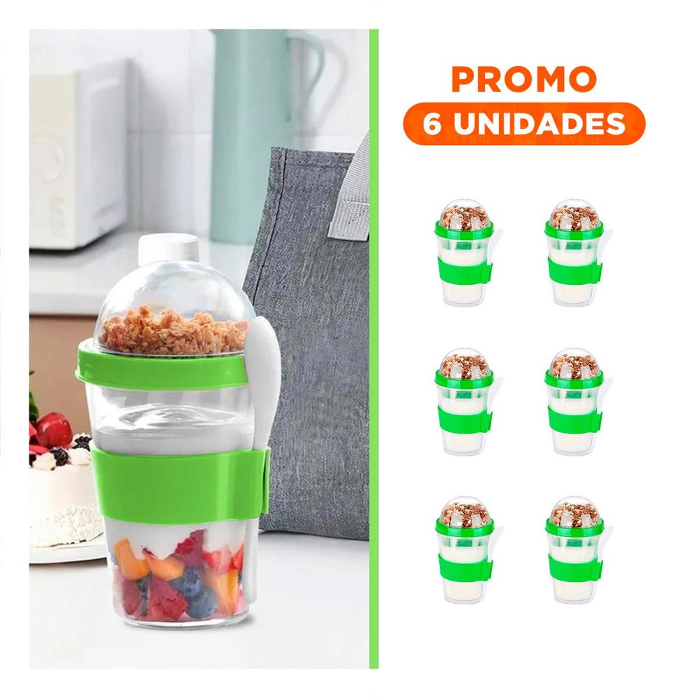 Pack6 Recipiente Verde Limon con 350 Ml para Desayuno Diario Funcional YRegalo Sticker