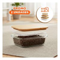 Pack2 Envases para Guardar con Tapa Natural 370ml 640ml 1040ml Transparente YPapel Regalo