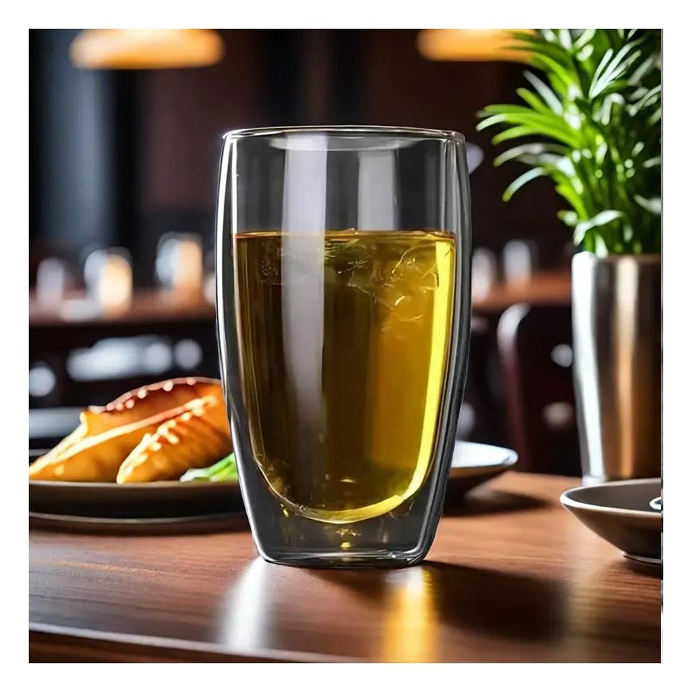 Vaso 400ml de Vidrio Borosilicato Transparente con Sistema Doble Capa Y Papel Regalo