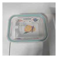 Recipiente de Vidrio con Tapa 2 Divisiones 1040ml Transparente Linea Celeste para Hogar