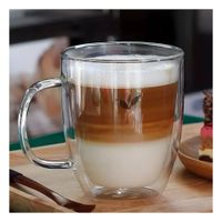 Taza Vidrio Transparente con Hojitas de 250ml de 8x5.6x11cm Cuerpo Compacto
