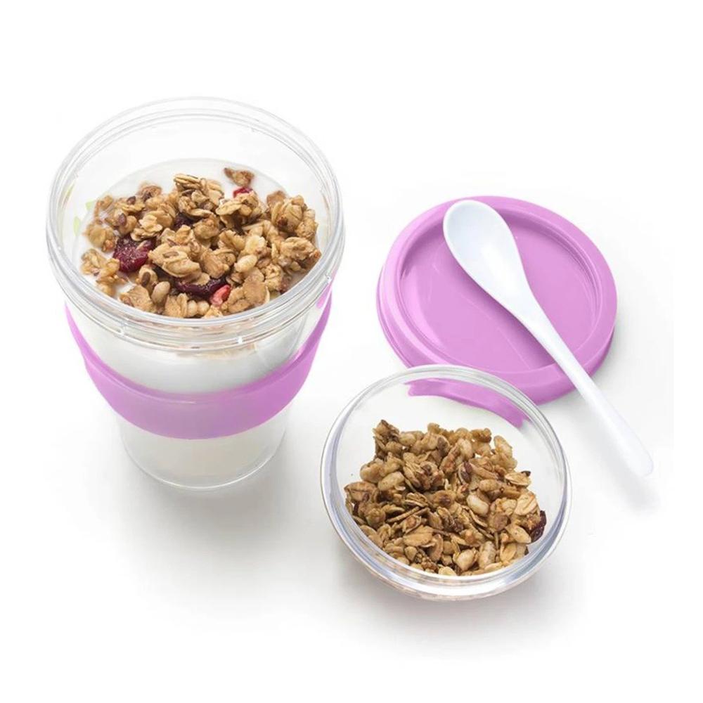 Vaso con Capacidad 350 Ml para Yogurt y Cereal en Rosado para Hogar YRegalo Sticker