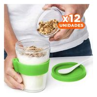 Pack12 Recipiente Verde Limon 350 Ml con Cuchara para Colacion Practica YRegalo Sticker