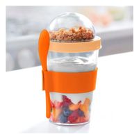 Vaso Anaranjado con Cuchara Integrada para Yogurt y Cereal de 350 Ml YPapel Regalo