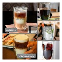 Vaso Frappuccino de 450 ML en Vidrio con Formato Doble Capa Color Transparente Y Ligas Regalo