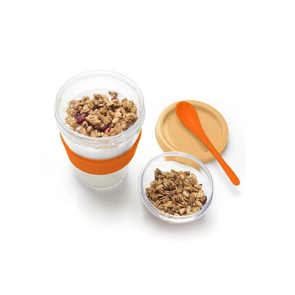 Vaso con Capacidad 350 Ml para Yogurt y Cereal en Anaranjado para Hogar YRegalo Sticker