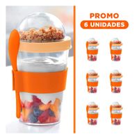 Pack6 Recipiente Anaranjado con 350 Ml para Desayuno Diario Funcional YRegalo Sticker