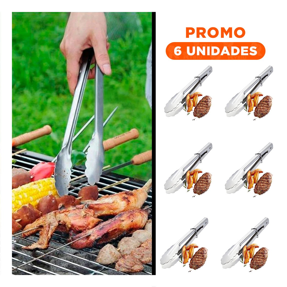 Pack6 Tenaza de Mesa en Acero Inoxidable Plateado 28.5cmx4cm YRegalo Sticker