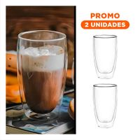 Pack2 Jarro 400ml de Vidrio Borosilicato Transparente con Doble Capa Elegante Y Regalo Sticker