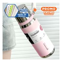 Pack2 Envase Rosado 800ml con Tapa Segura para Café Té y Bebidas Calientes YPapel Regalo