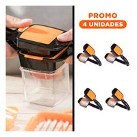 Pack4 Aparato Picador de Frutas y Verduras Negro y Naranja Cortes Uniformes