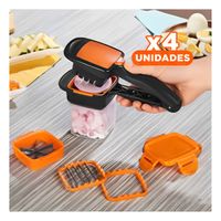 Pack4 Aparato Picador de Frutas y Verduras Negro y Naranja Preparacion Facil Y Papel Regalo
