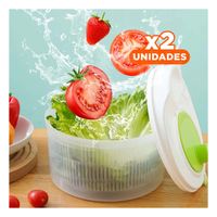 Pack2 Centrifugador Manual de Cocina para Verduras y Frutas Blanco con Verde DAY