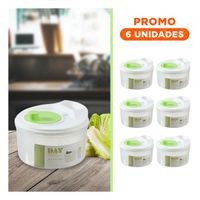 Pack6 Secador Compacto para Ensaladas Blanco con Verde DAY Y Regalo Sticker
