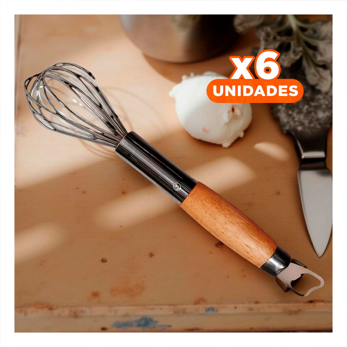 Pack6 Agitador Plateado Multifuncional de Acero Inoxidable para Bebidas