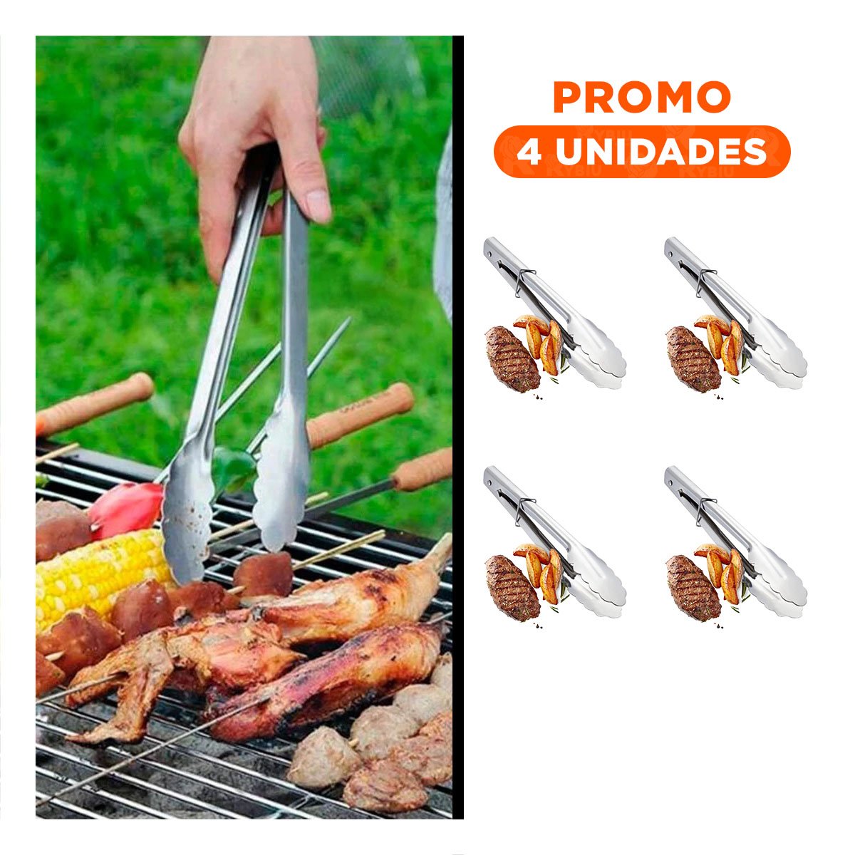 Pack4 Sujetador de Cocina Plateado con Medidas de 28.5cmx4cm en Acero Inoxidable