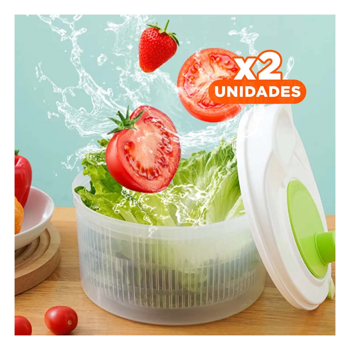 Pack2 Centrifugador con Tazon Interno para Secado Rapido Blanco con Verde DAY Y Papel Regalo