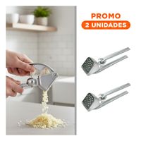 Pack2 Aplastador Compacto de Ajo Plateado de Aluminio para Cocina Practica Y Regalo Sticker