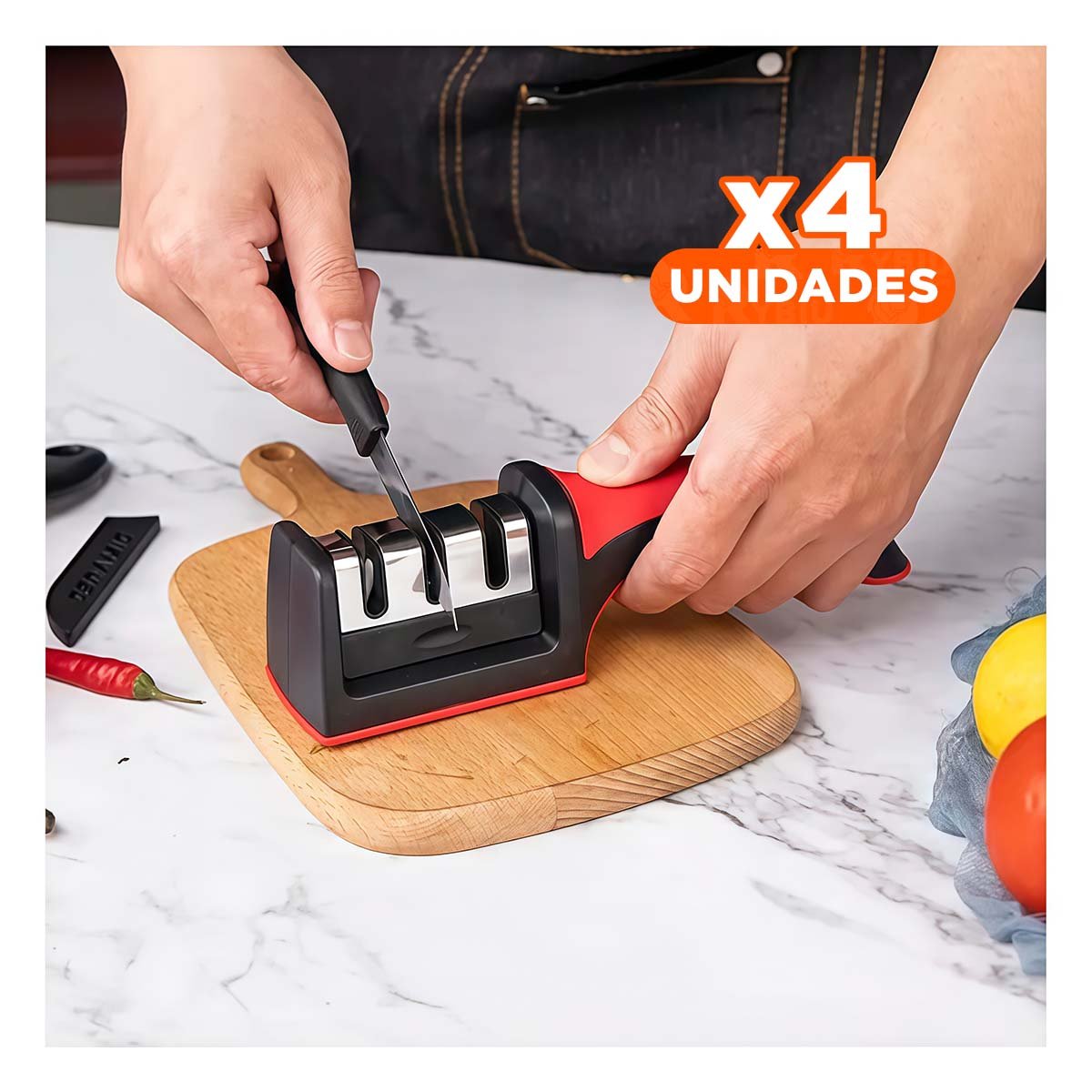 Pack6 Utensilio de Cocina 3 en 1 Naranja Abridor Cortador y Destapador Comodo Y Papel Regalo