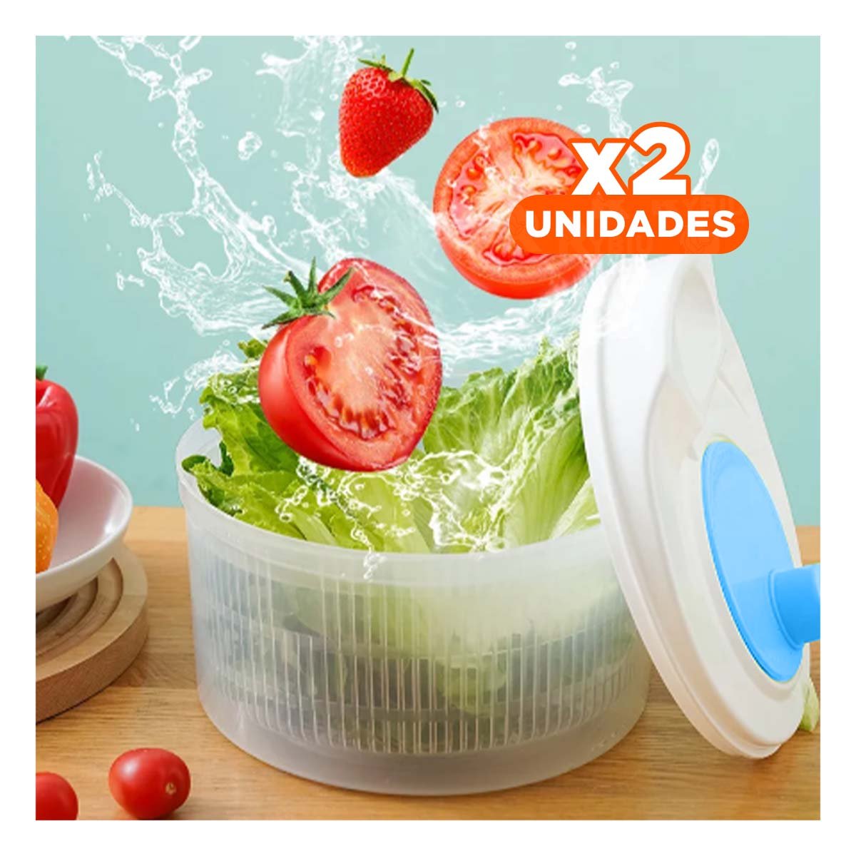 Pack2 Centrifugador con Tazon Interno para Secado Rapido Blanco con Azul DAY Y Papel Regalo