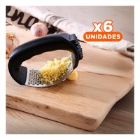 Pack6 Aplastador Profesional de Ajo Mango de Plastico en Aluminio Cocina Y Papel Regalo