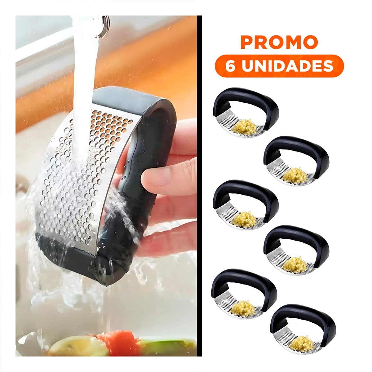 Pack6 Procesador Profesional de Ajo Mango de Plastico en Aluminio Hogar Y Regalo Sticker