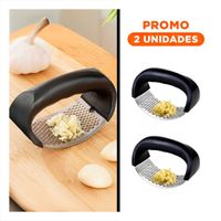 Pack2 Triturador Metalico de Ajo Mango de Plastico en Aluminio Hogar Y Regalo Sticker
