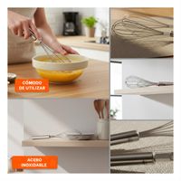 Batidora Manual Ergonomica de Acero Inoxidable Plateado para Mezclar Y Ligas Regalo