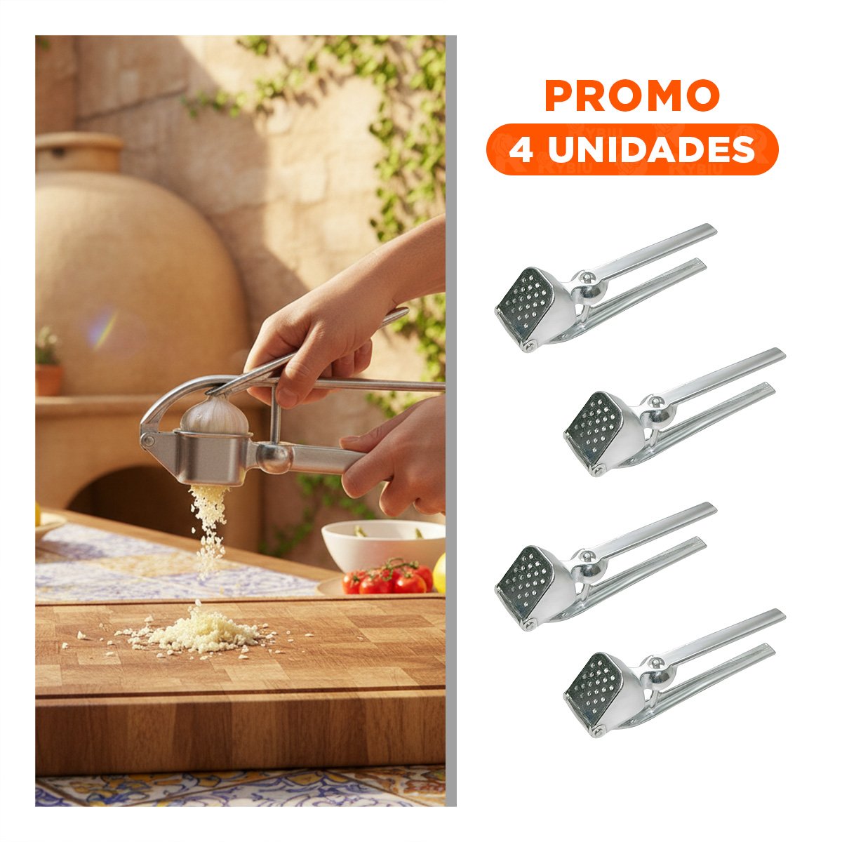 Pack4 Procesador Compacto de Ajo Plateado de Aluminio Fuerte para Hogar